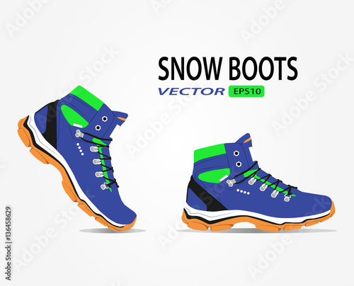 fashion winter snow boots, vector, illustration,