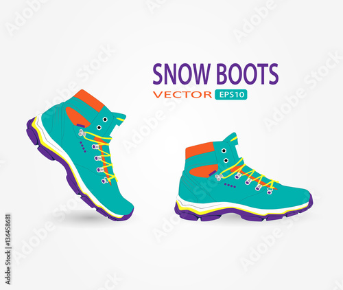 fashion winter snow boots, vector, illustration,