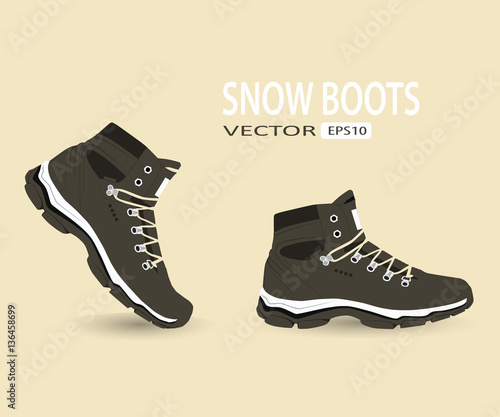 fashion winter snow boots, vector, illustration,