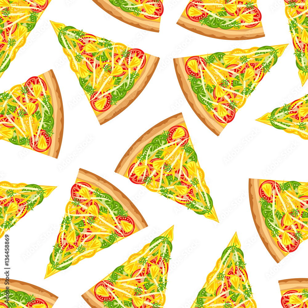 Seamless background from slices of tasty pizza. Seamless background from slices of tasty pizza.
