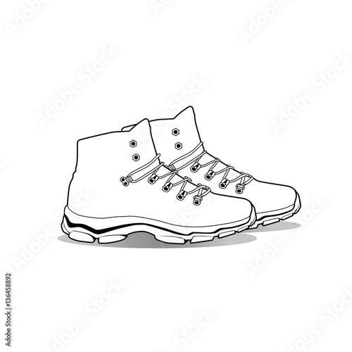 pair of casual winter shoes, vector, illustration,