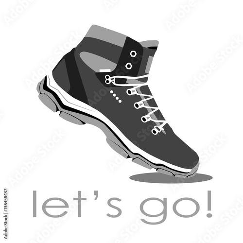 one casual winter shoe, vector, illustration,