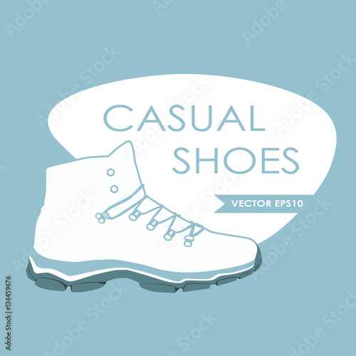 one casual winter shoe, vector, illustration,