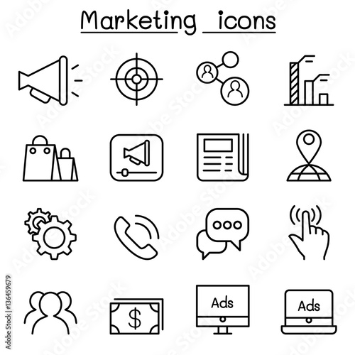 Marketing icon set in thin line style