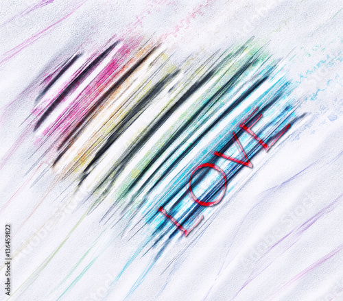abstract heart and text lov...