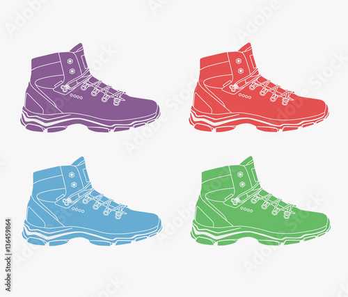 set of casual winter shoes, vector, illustration,