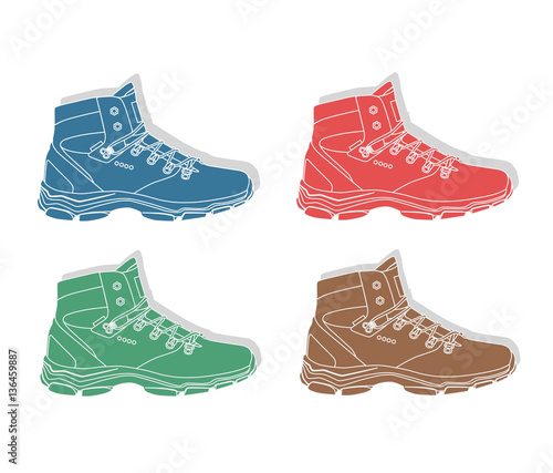 set of casual winter shoes, vector, illustration,