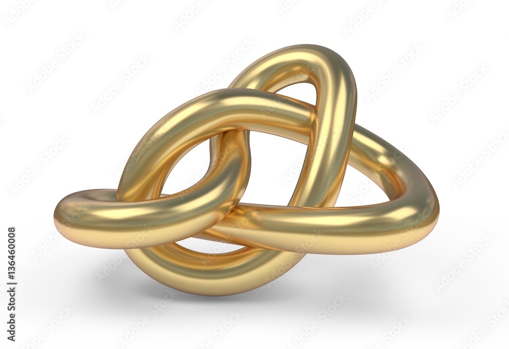 Golden Knot, 3D illustration isolated on white Golden Knot, 3D illustration isolated on white