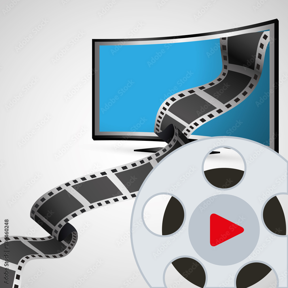 cinema entertainment television with film reel vector illustration eps 10