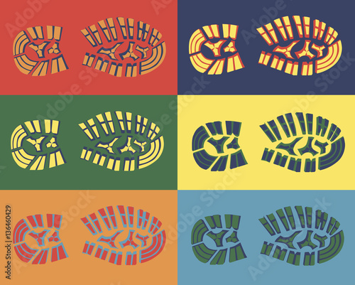 set of footprints of classic sneakers, vector, illustration,