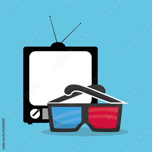 cinema 3d glasses home television vector illustration eps 10