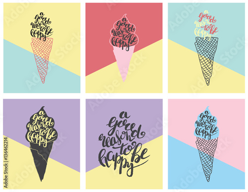 Typography poster with lettering inside. The inscription in ice cream