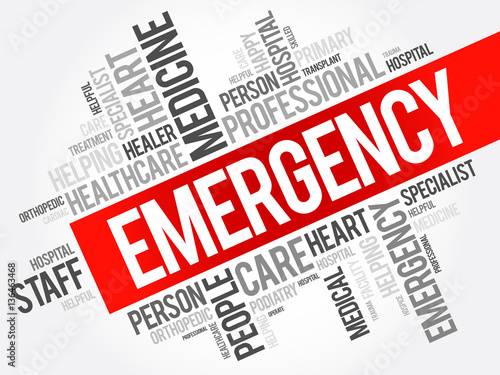 Emergency word cloud collage, healthcare concept background