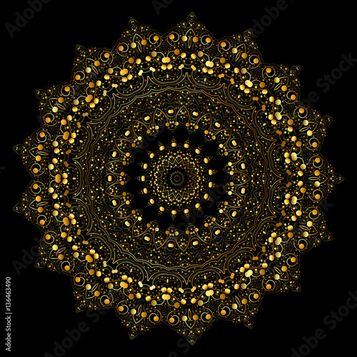 Round gold curl vector mandala photo
