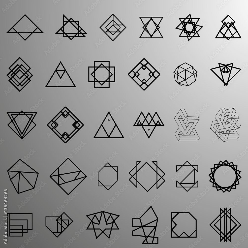 Set of abstract isolated black and white geometric objects for your ...