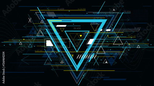 Tech futuristic abstract backgrounds, colorful triangle