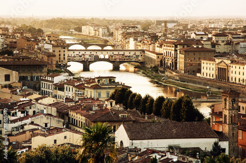 Florence with amazing bridge Ponte Vecchio, photo filter photo
