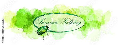 фотографія Summer Holiday  - olympic green vector   watercolor  template