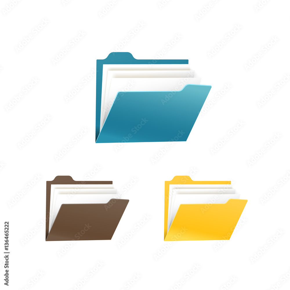 Different color office folders collection isolated on white Different color office folders collection isolated on white