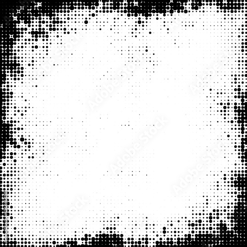 Grunge halftone  black and white frame