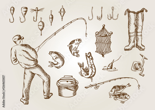 Fisherman and fishing. Outline
