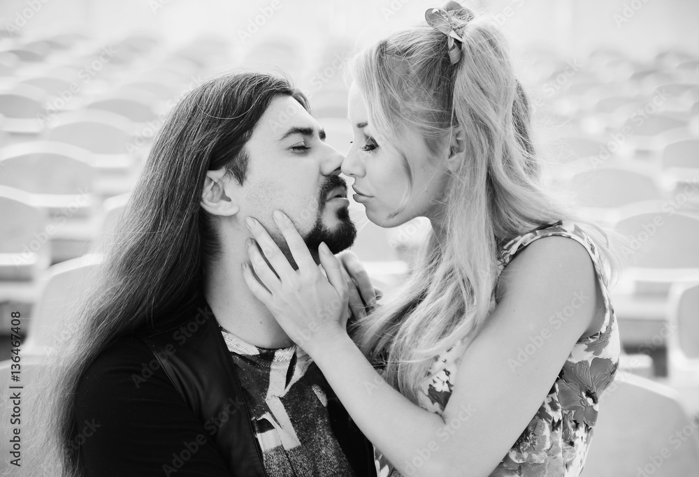 Stylized photo of couple kissing Stylized photo of couple kissing