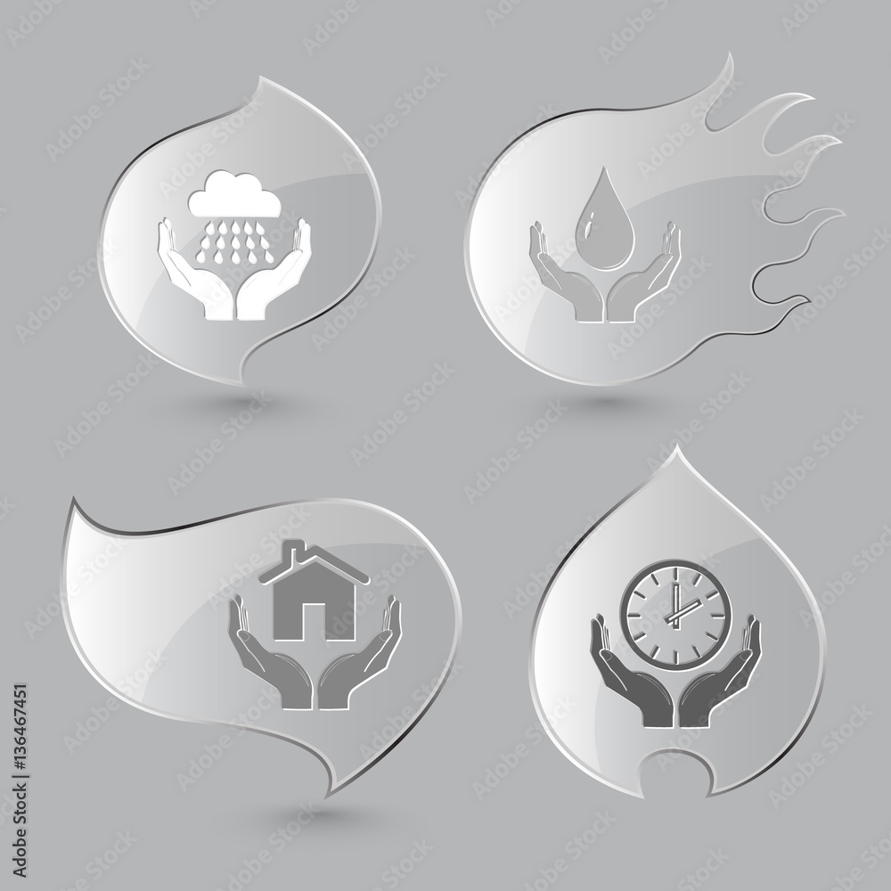 4 images: weather in hands, protection blood, home in hands, clo 4 images: weather in hands, protection blood, home in hands, clo