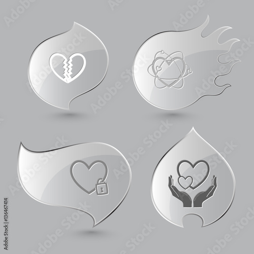 4 images: unrequited love, atomic heart, closed heart, love in h