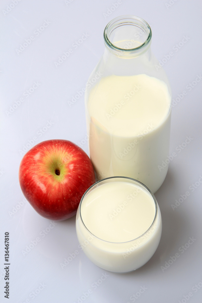 Milk Bottle and Apple Milk Bottle and Apple