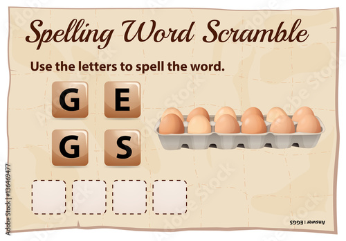 Spelling word scramble for word eggs