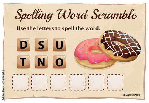 Spelling word scramble for word donuts