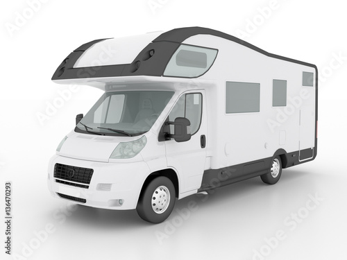 3d rendering of a white van isolated on a white background.