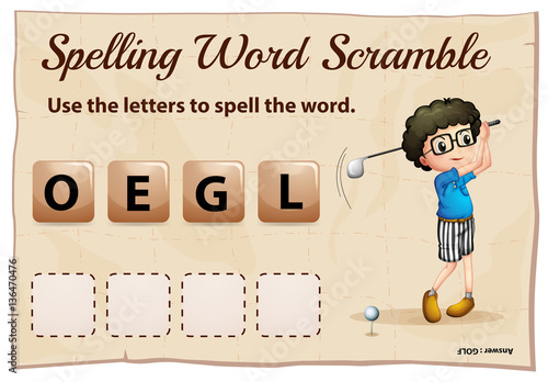 Spelling word scramble for word golf