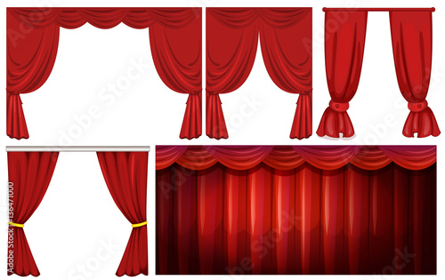 Different designs of red curtain
