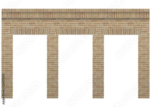 Vintage arcade of the masonry. Wall and facade of the old brick. Vector graphics
