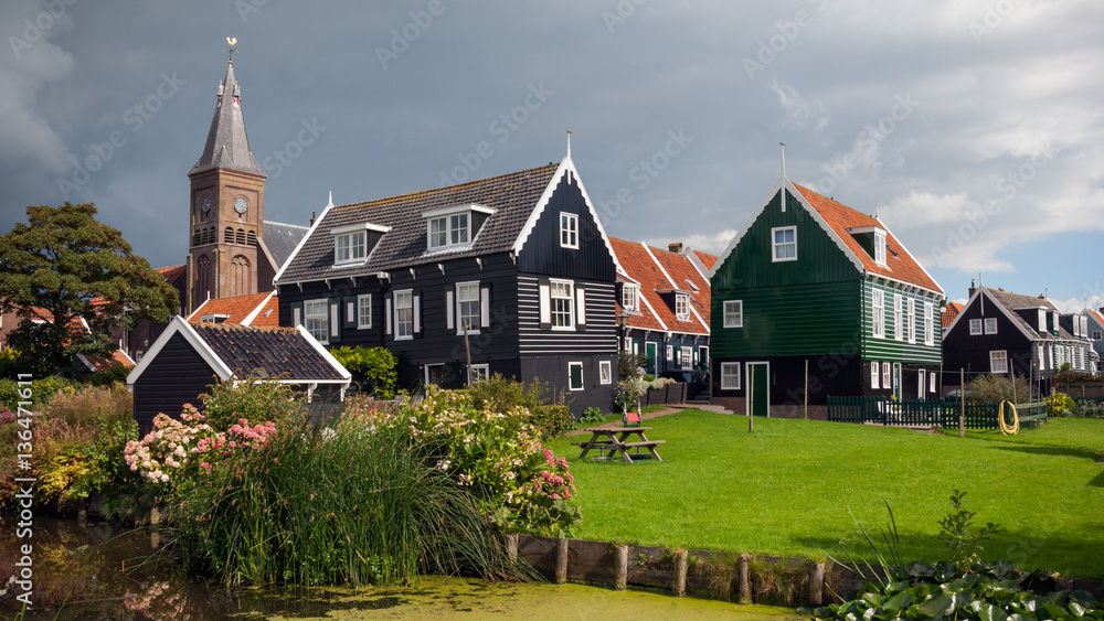 istorical village Marken on a peninsula in Holland.