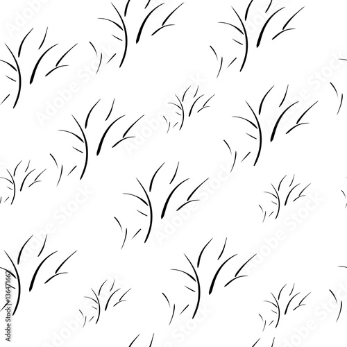 Seamless black and white pattern with tree branch