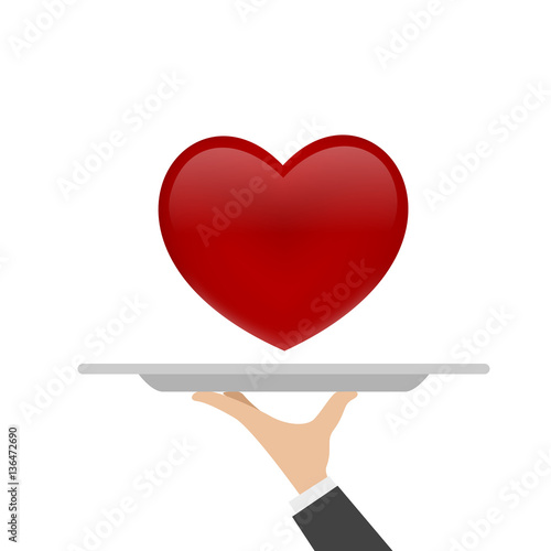 heart on tray