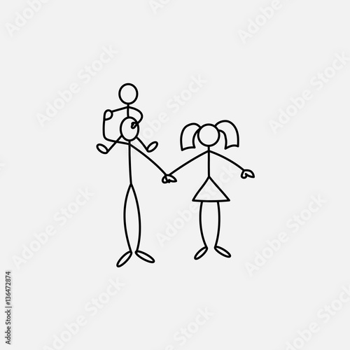 Family icon stick figure vector