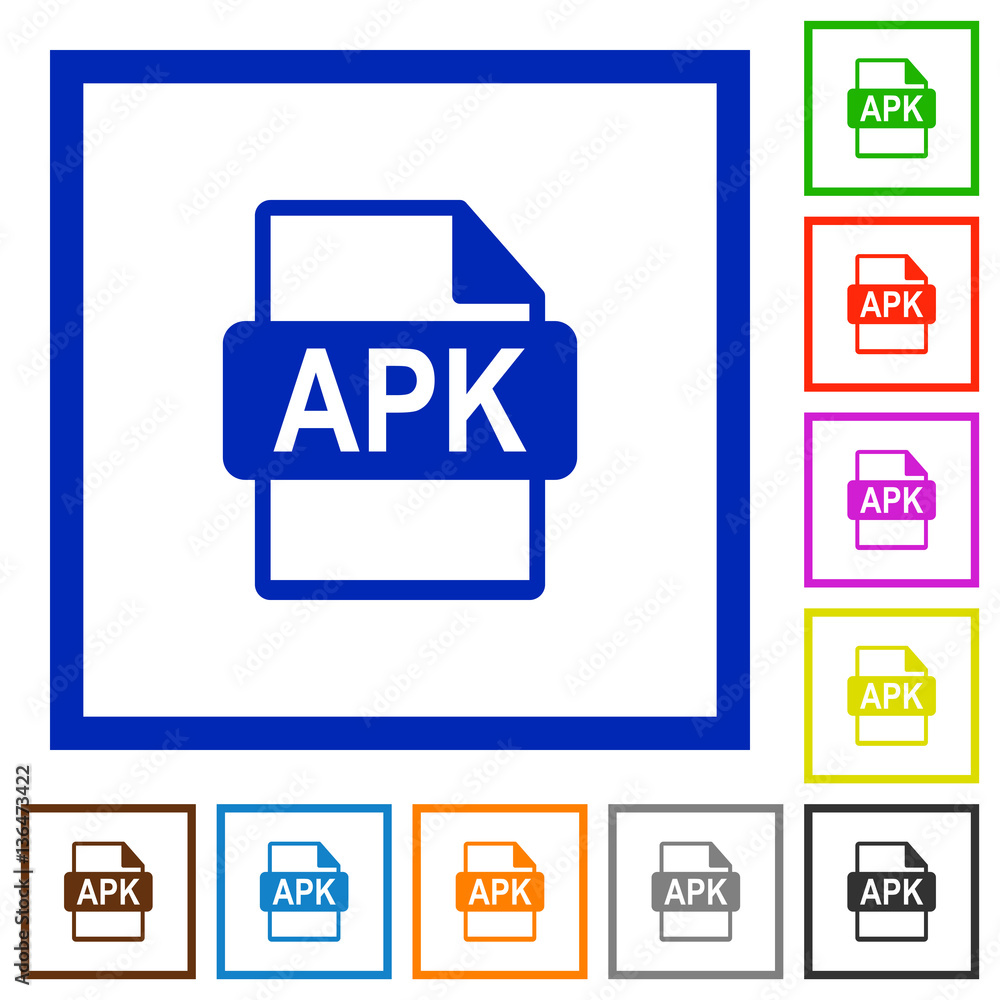 APK file format flat framed icons APK file format flat framed icons