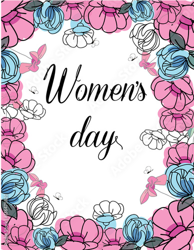  floral background with flowers and butterflies and the words women's day