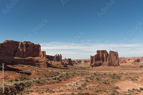 Beautiful landscape made of red rocks.Arches National Park, Utah, USA.
