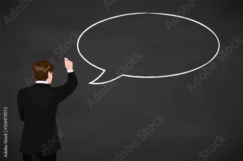 business concept - speech bubble on chalk board