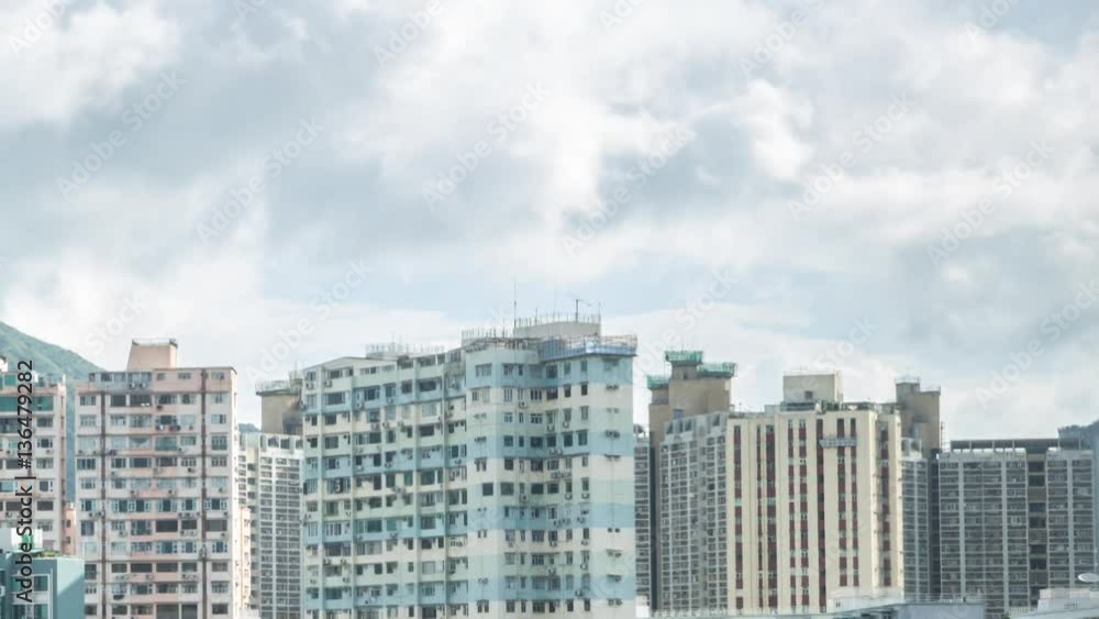 Timelapse Top View of Hong Kong Urban City Lines whit a mountain and clouds, tower buildings perspective from mid-level-Dan Timelapse Top View of Hong Kong Urban City Lines whit a mountain and clouds, tower buildings perspective from mid-level-Dan