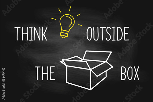 Think outside the box - light bulb and box concept