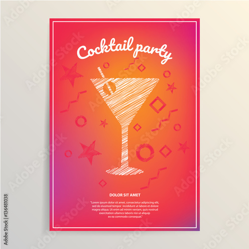 Cocktail party invitation. Flyer concept with creative background. Applicable to banner, poster, advertising, promo design.