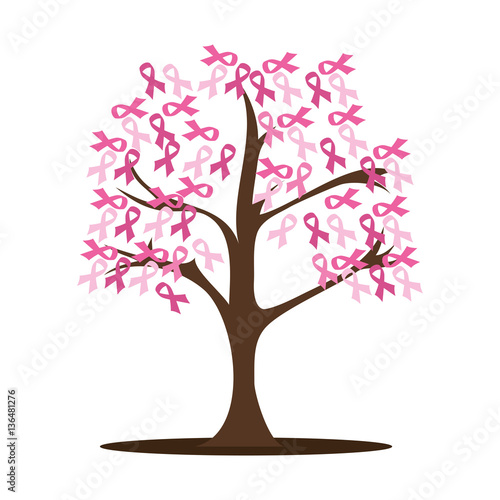 tree with breast cancer ribbon pink vector illustration design © Gstudio