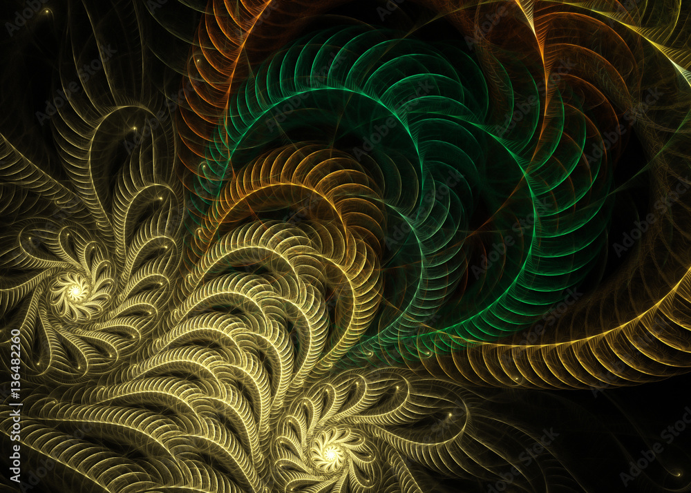 Obraz Abstract Fractal Swirl Thread Background - Fractal Art