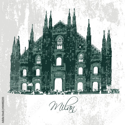 Milan Cathedral. Gothic architecture. Vector