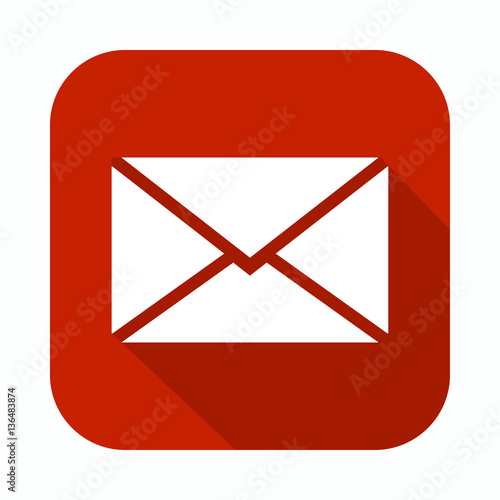 Envelope, mail long shadow flat icon vector illustration.